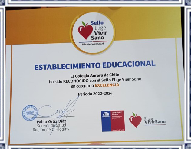 Certificado sello vivir sano 2021