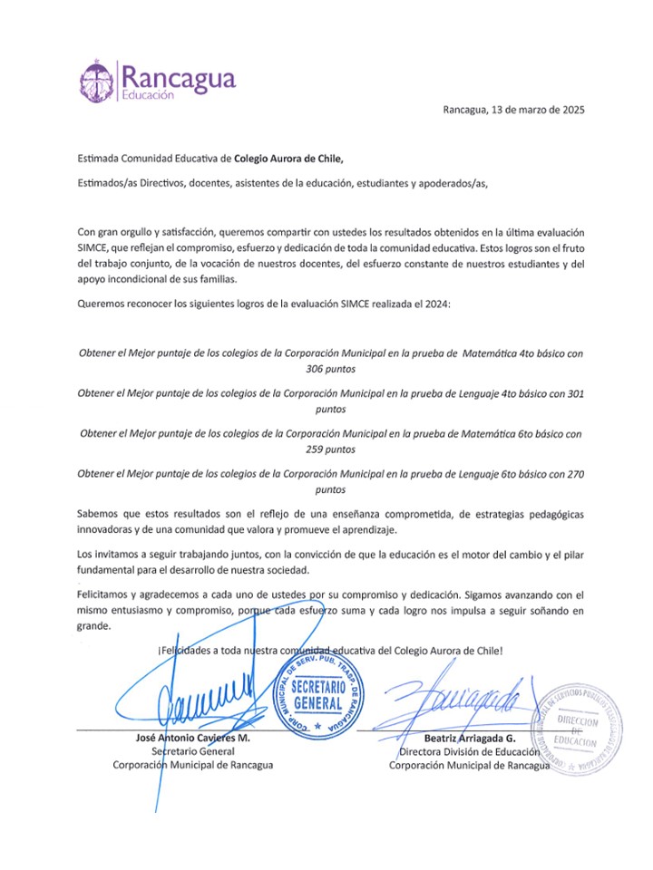 felicitaciones a comunidad educativa